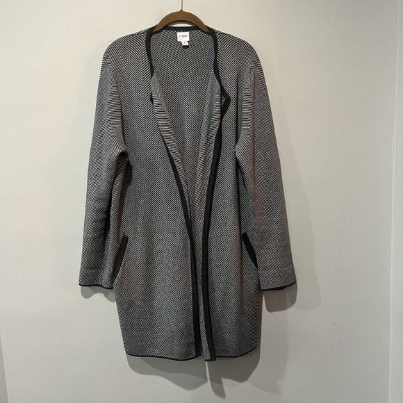 J.CREW Sweaters - J Crew Vanessa Sweater Jacket Women’s Medium Black Herringbone Open Cardigan